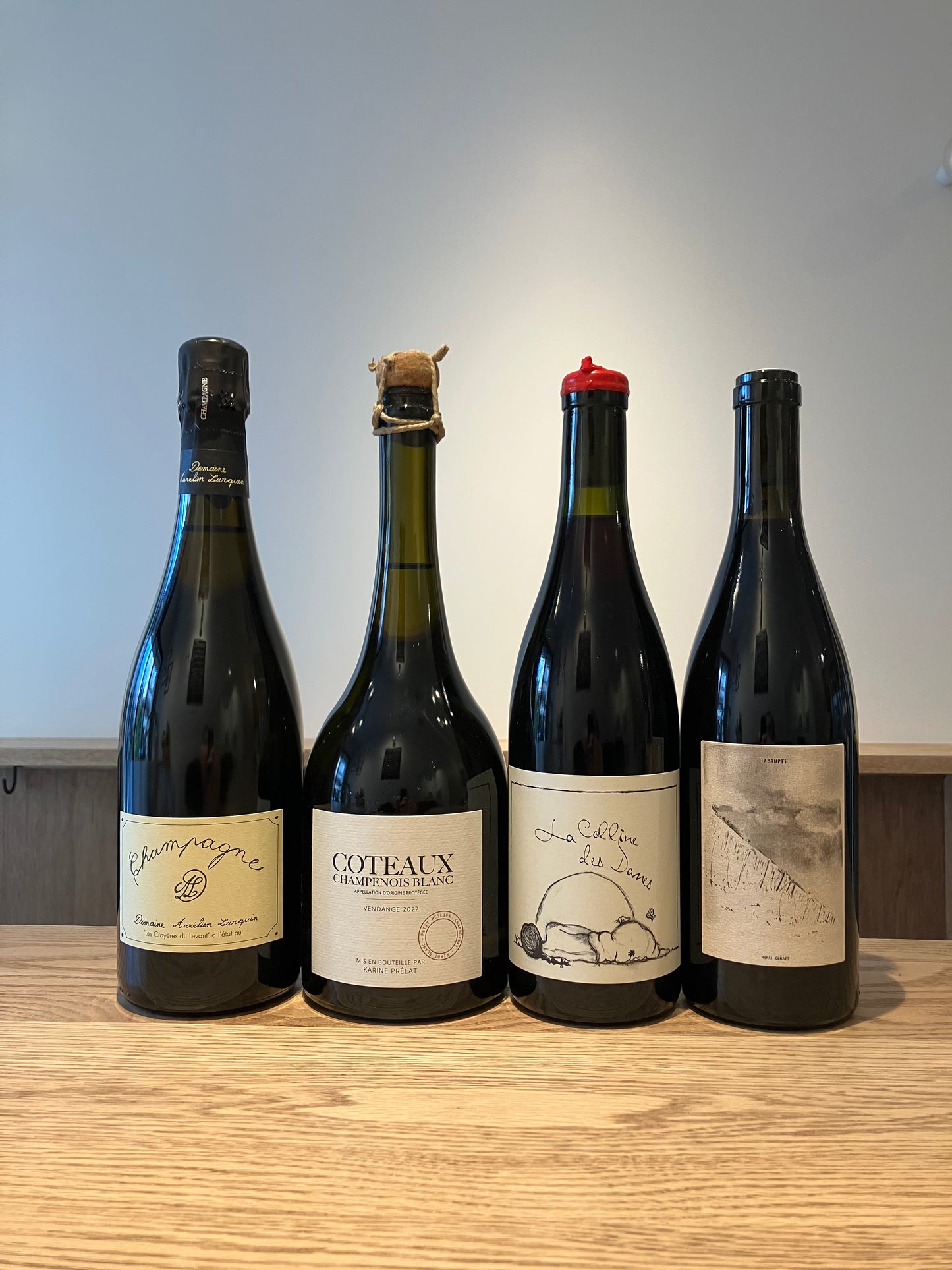 Aurelien Lurquin Les Crayères du Levant”A l’état pur 2020 & Karine Prélat L'oeuf de K 2022 & Anne et Jean-François Ganevat La Colline des Dames NV(2023) & Henri Chauvet Abrupt 2023 4本セット